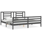 Bed frame without mattress gray 200x200 cm solid wood