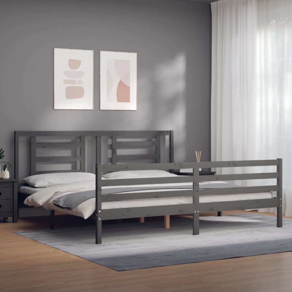 Bed frame without mattress gray 200x200 cm solid wood