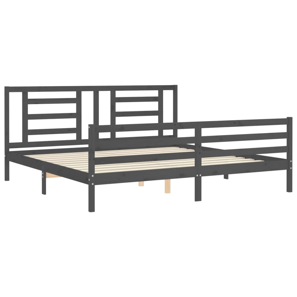 Bed frame without mattress gray 200x200 cm solid wood