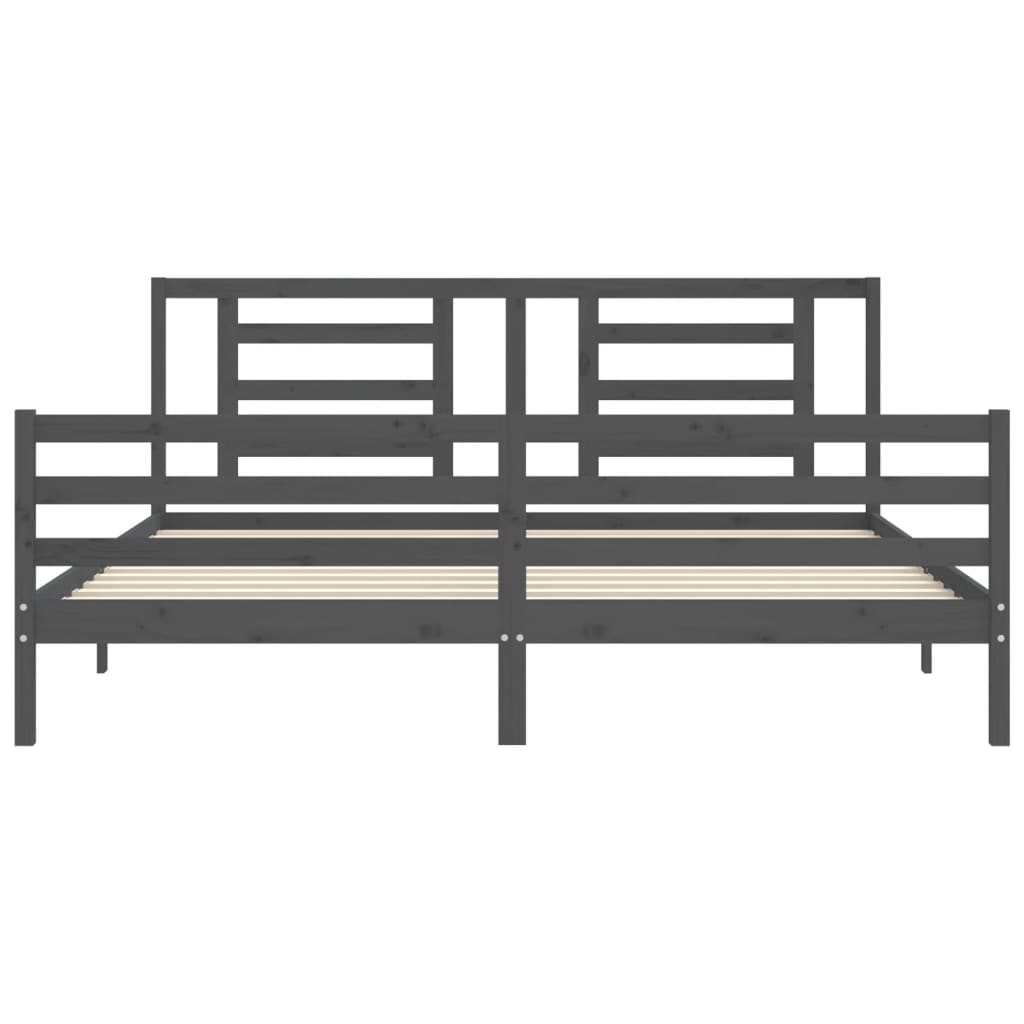 Bed frame without mattress gray 200x200 cm solid wood