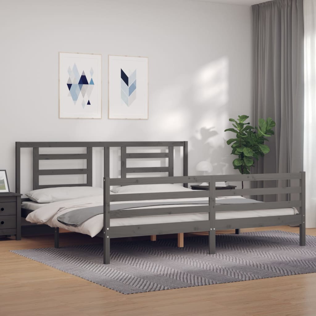 Bed frame without mattress gray 200x200 cm solid wood