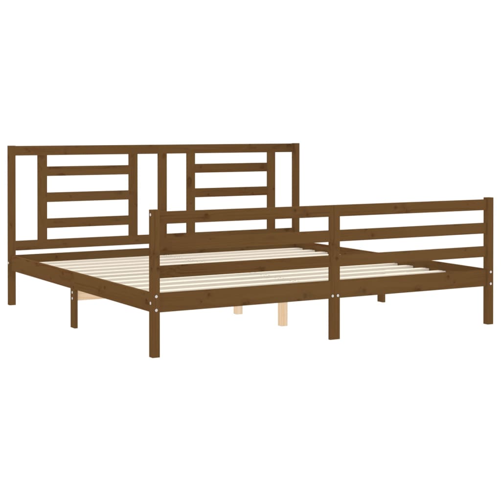 Cadre de lit sans matelas marron miel 200x200 cm bois massif