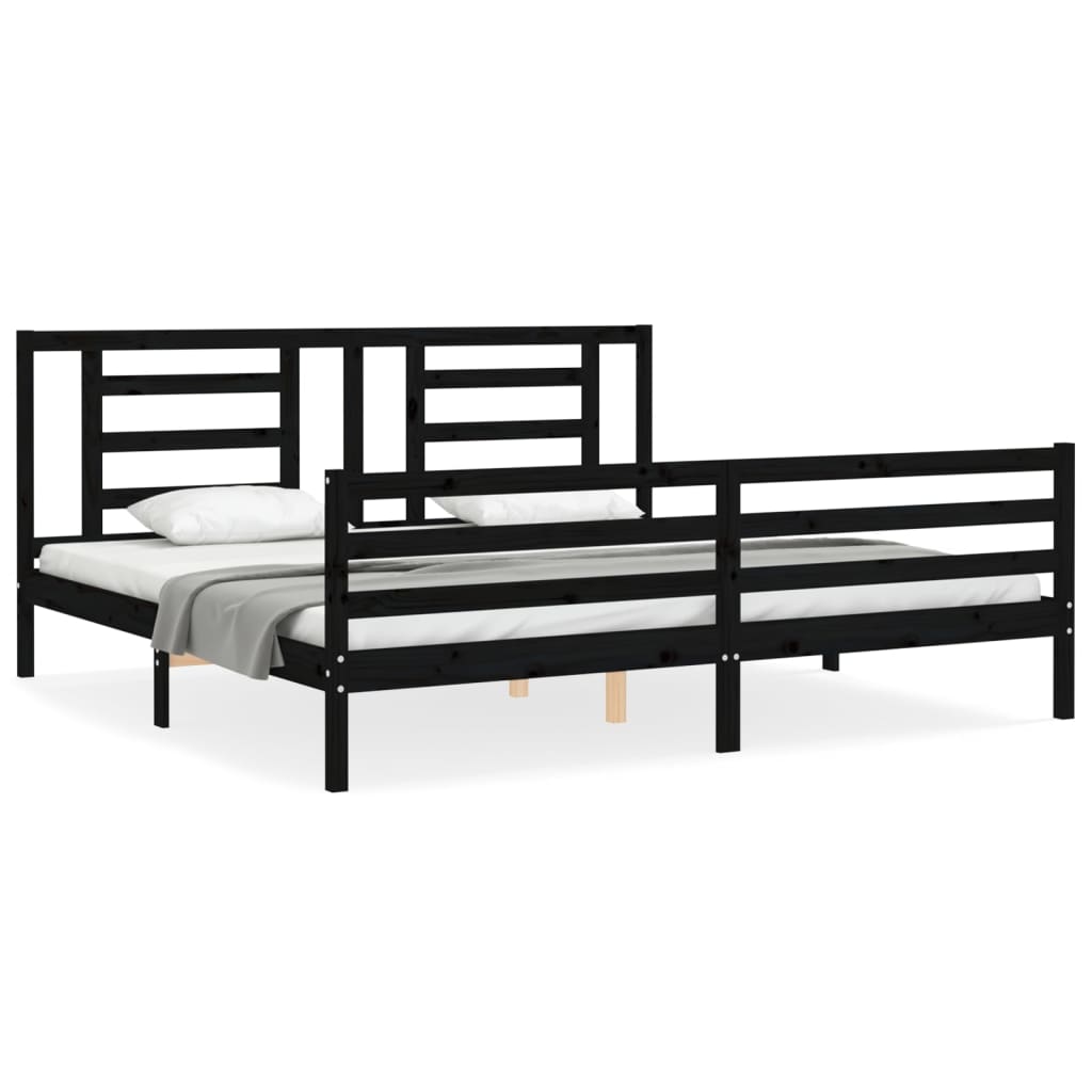 Cadre de lit sans matelas noir 200x200 cm bois massif