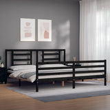 Cadre de lit sans matelas noir 200x200 cm bois massif