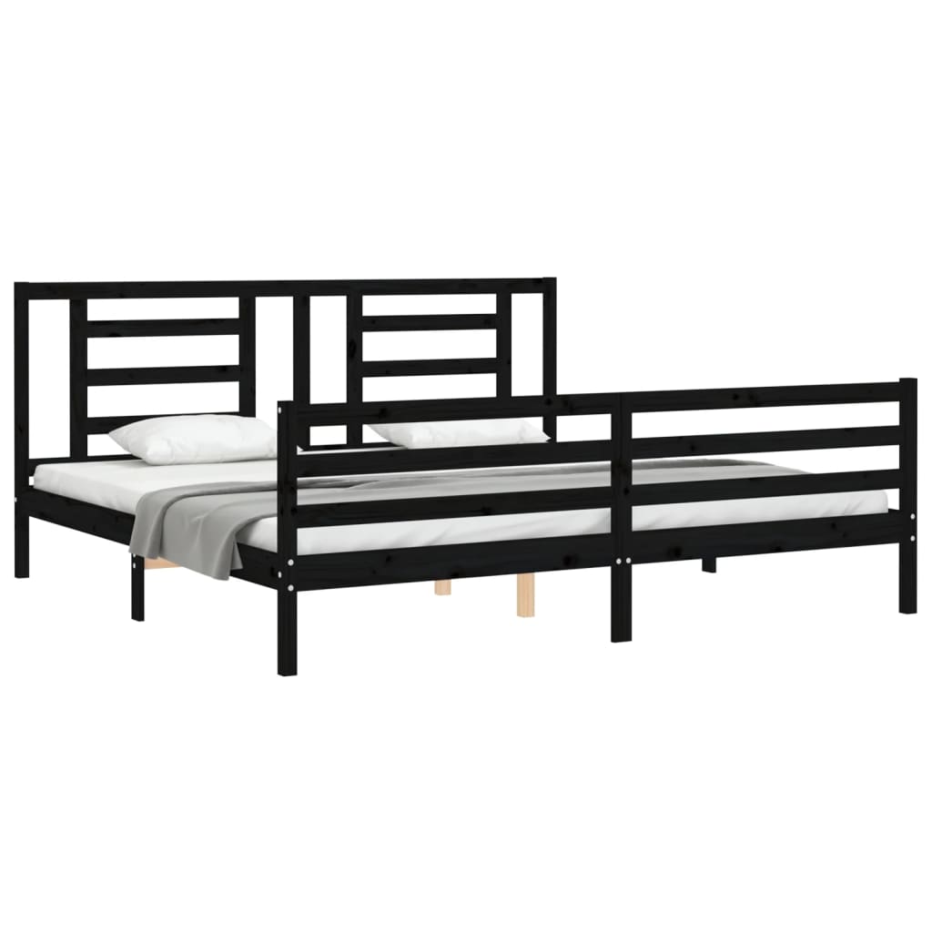 Cadre de lit sans matelas noir 200x200 cm bois massif