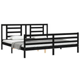 Cadre de lit sans matelas noir 200x200 cm bois massif