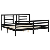 Cadre de lit sans matelas noir 200x200 cm bois massif