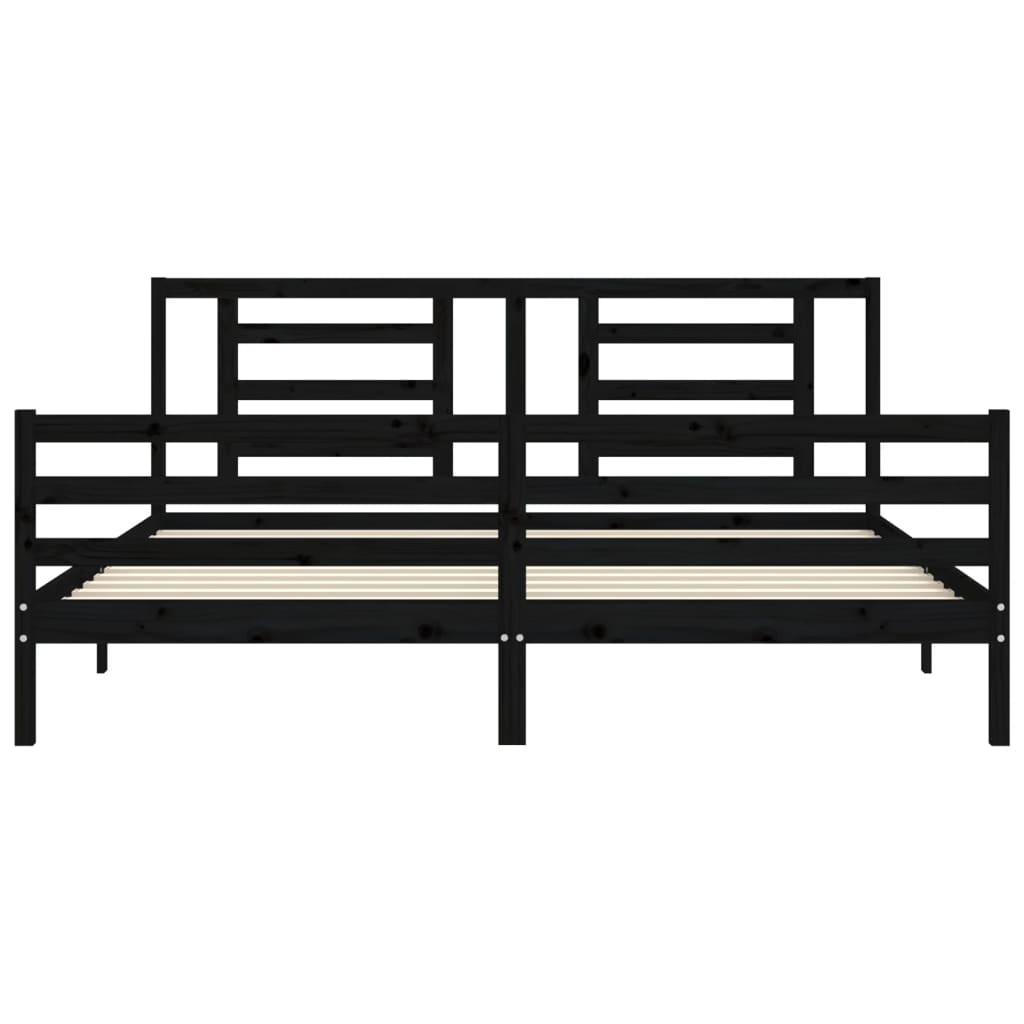 Cadre de lit sans matelas noir 200x200 cm bois massif