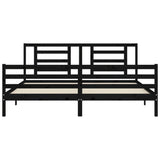 Cadre de lit sans matelas noir 200x200 cm bois massif