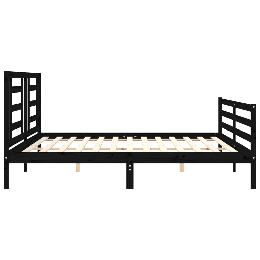 Cadre de lit sans matelas noir 200x200 cm bois massif