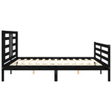 Cadre de lit sans matelas noir 200x200 cm bois massif