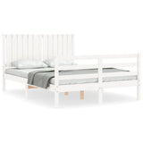 Cadre de lit sans matelas blanc bois massif