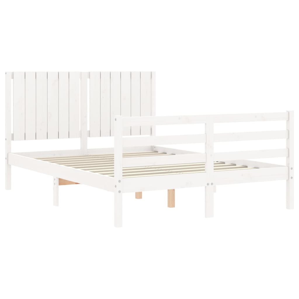 Cadre de lit sans matelas blanc bois massif