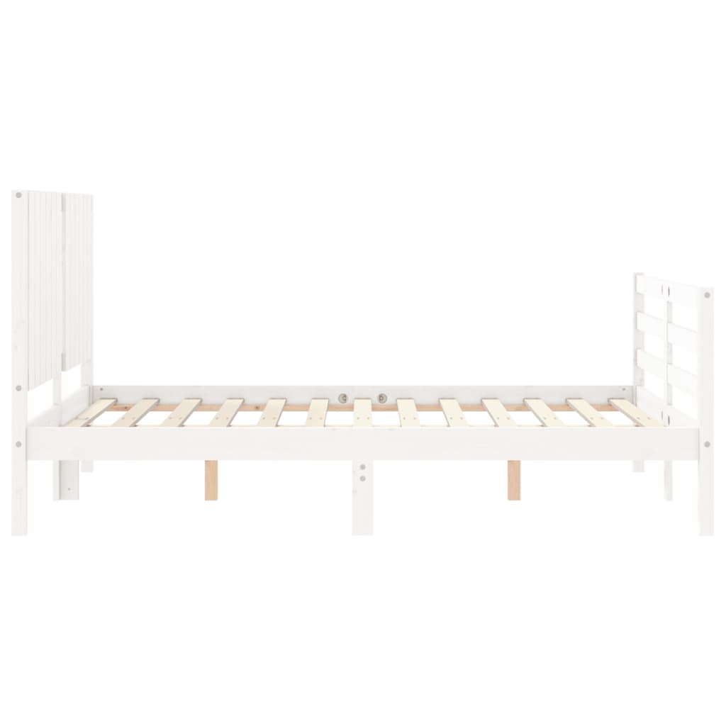 Cadre de lit sans matelas blanc bois massif