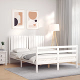 Cadre de lit sans matelas blanc bois massif