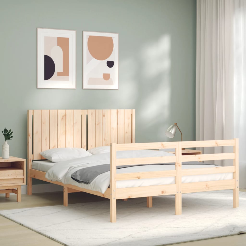 Bed frame without mattress 140x190 cm solid wood