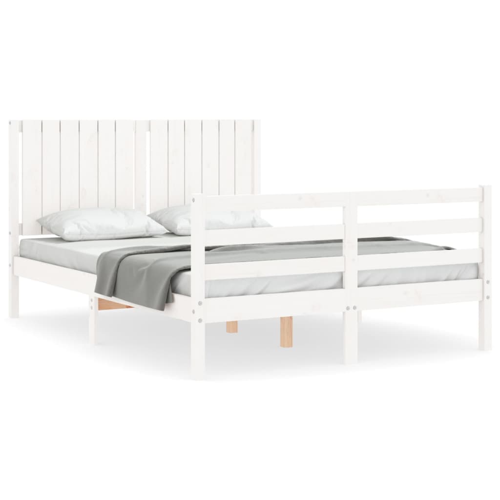 Cadre de lit sans matelas blanc 140x190 cm bois massif