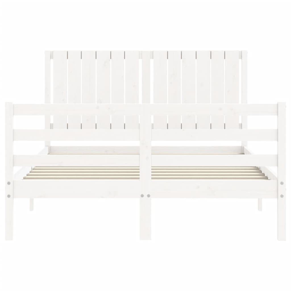 Cadre de lit sans matelas blanc 140x190 cm bois massif