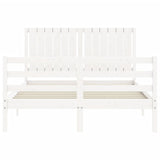 Cadre de lit sans matelas blanc 140x190 cm bois massif