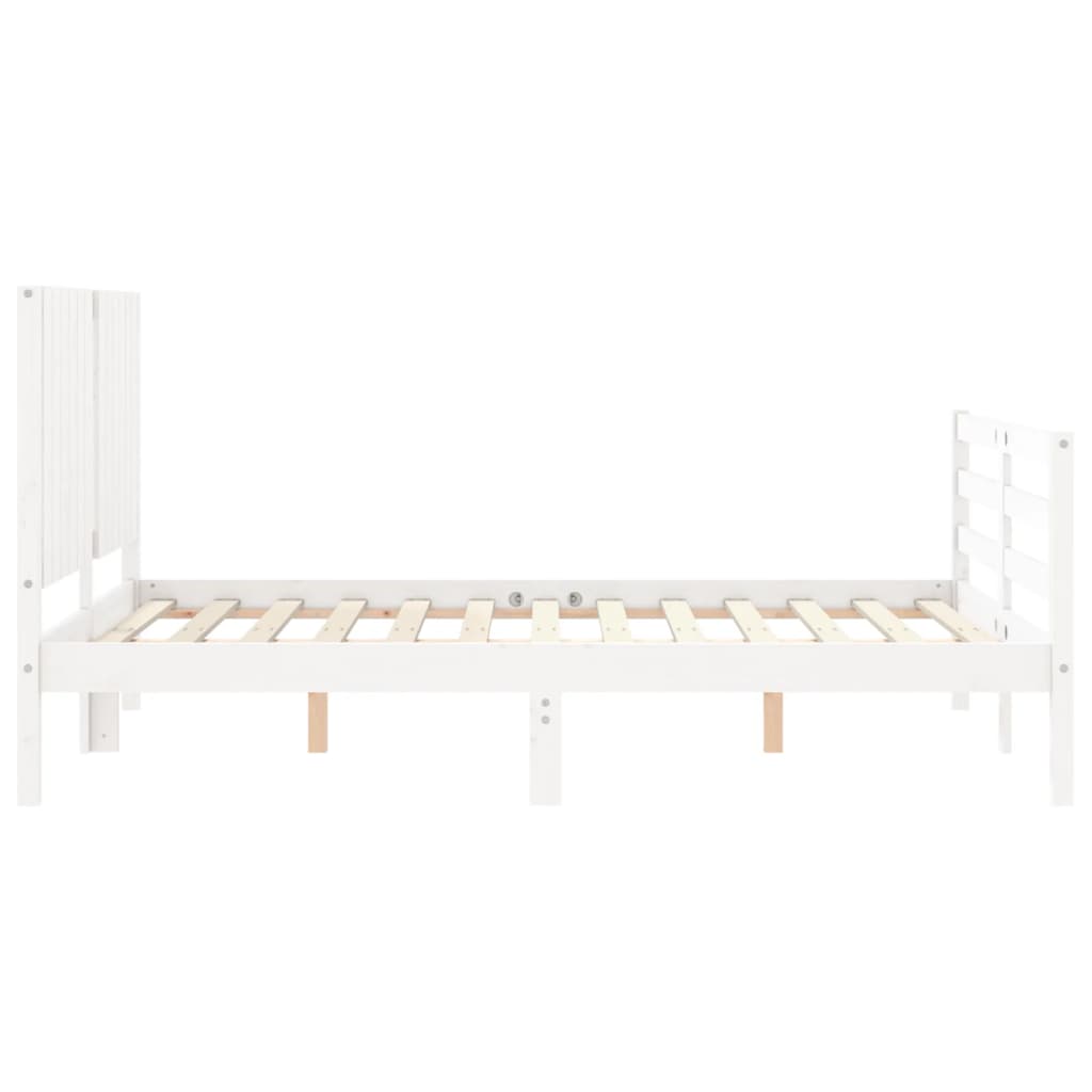 Cadre de lit sans matelas blanc 140x190 cm bois massif