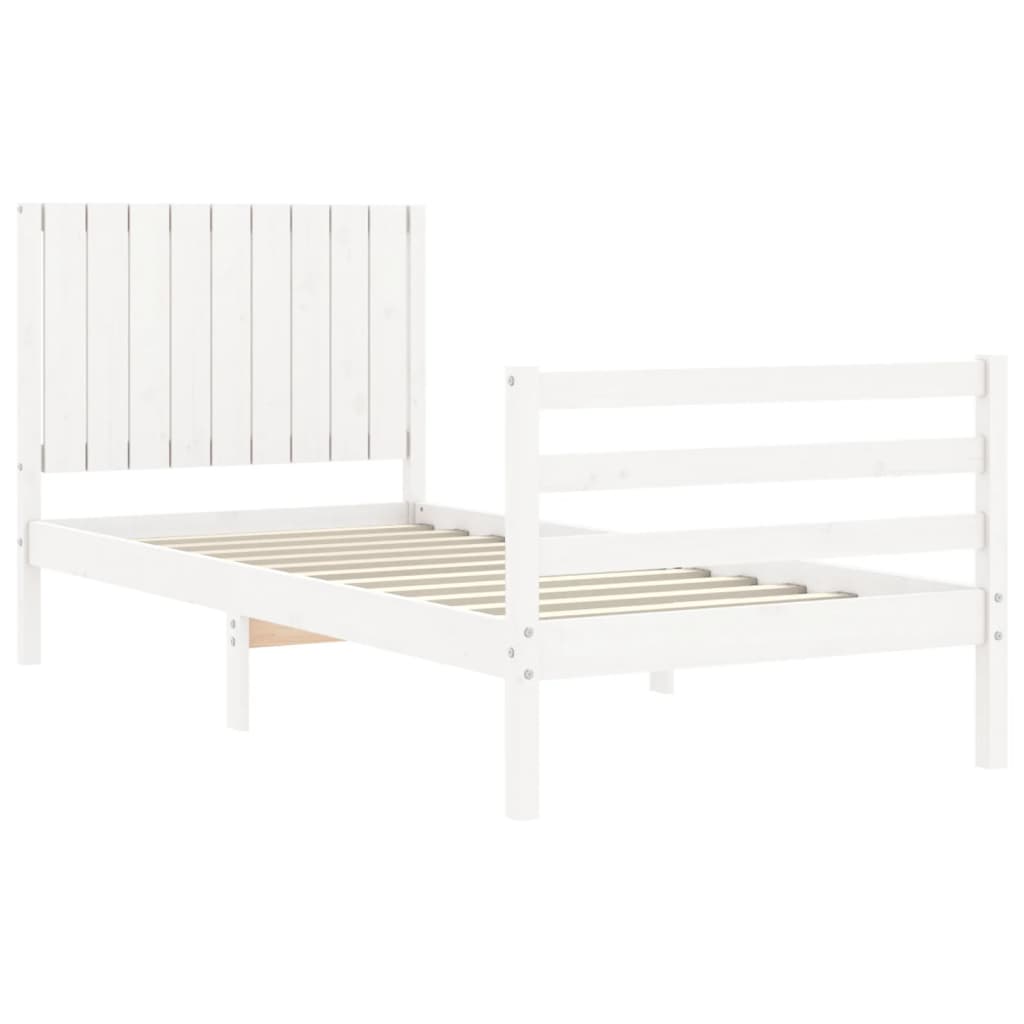 Cadre de lit sans matelas blanc 90x200 cm bois massif