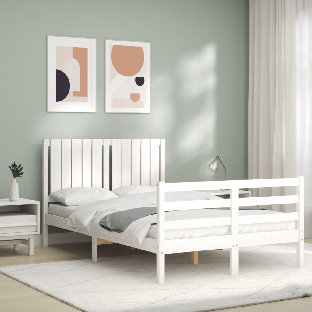 Cadre de lit sans matelas blanc 120x200 cm bois massif