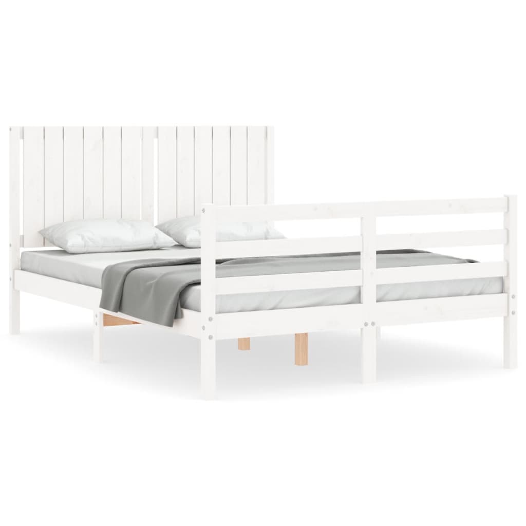 Cadre de lit sans matelas blanc 140x200 cm bois massif