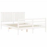 Cadre de lit sans matelas blanc bois de pin massif