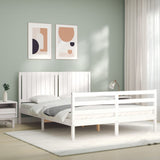 Cadre de lit sans matelas blanc bois de pin massif