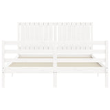 Cadre de lit sans matelas blanc bois de pin massif