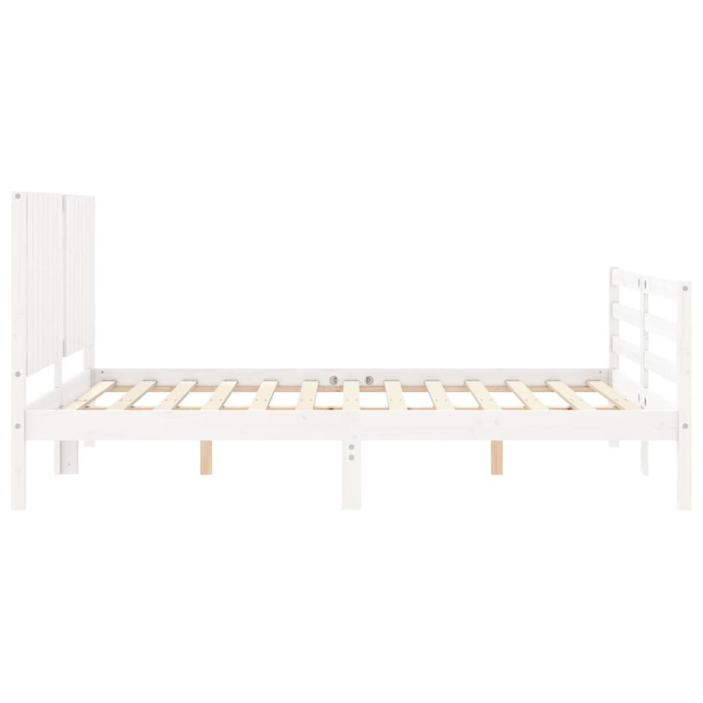 Cadre de lit sans matelas blanc bois de pin massif