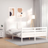 Cadre de lit sans matelas blanc bois de pin massif