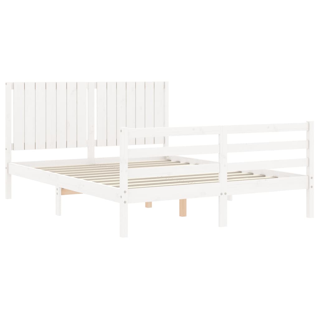 Bed frame without mattress white 160x200 cm solid wood