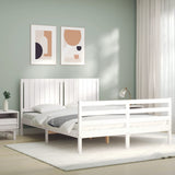 Bed frame without mattress white 160x200 cm solid wood