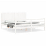 Cadre de lit sans matelas blanc bois massif