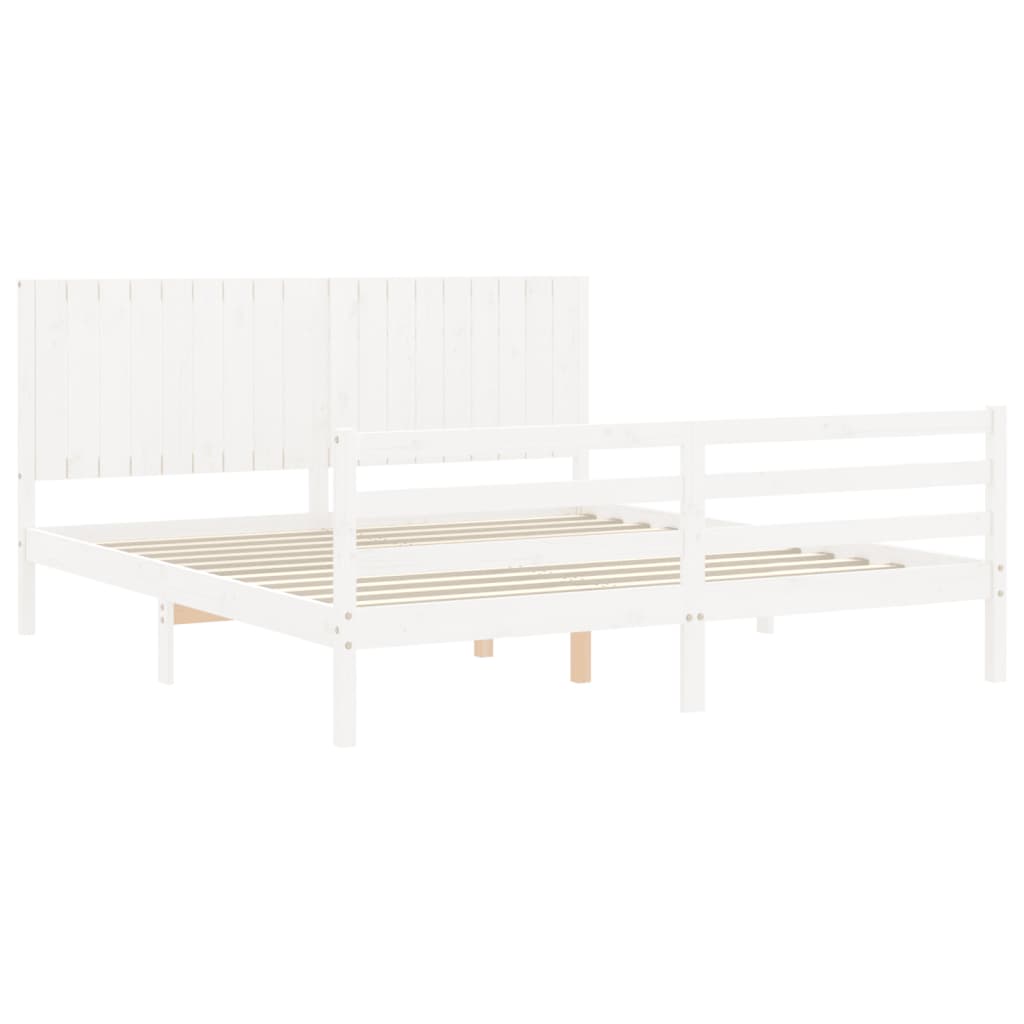 Cadre de lit sans matelas blanc bois massif