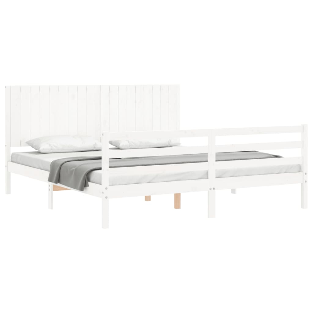 Cadre de lit sans matelas blanc bois massif