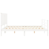 Cadre de lit sans matelas blanc bois massif