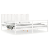 Cadre de lit sans matelas blanc 200x200 cm bois massif