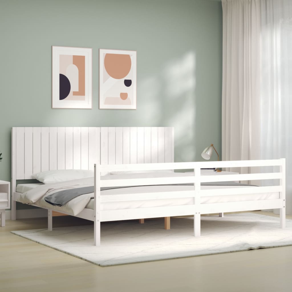 Cadre de lit sans matelas blanc 200x200 cm bois massif