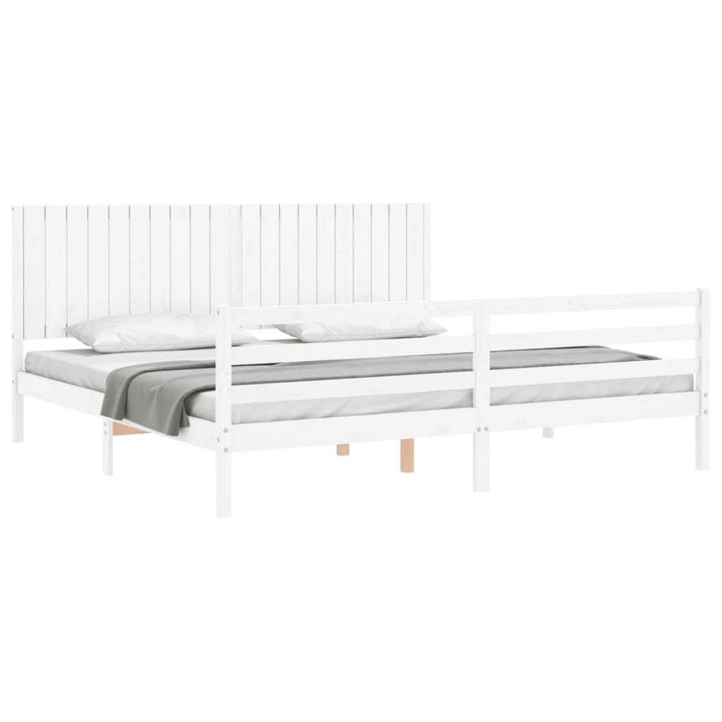 Cadre de lit sans matelas blanc 200x200 cm bois massif