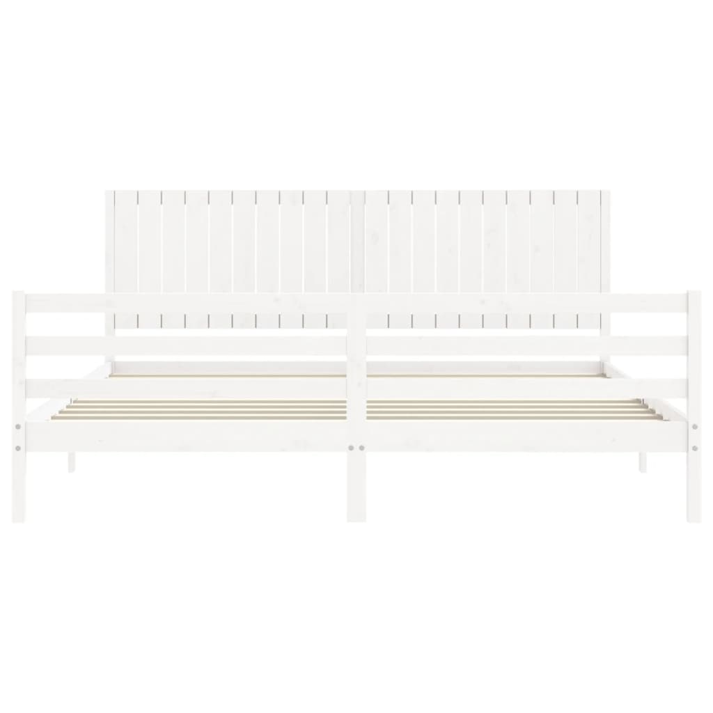 Cadre de lit sans matelas blanc 200x200 cm bois massif