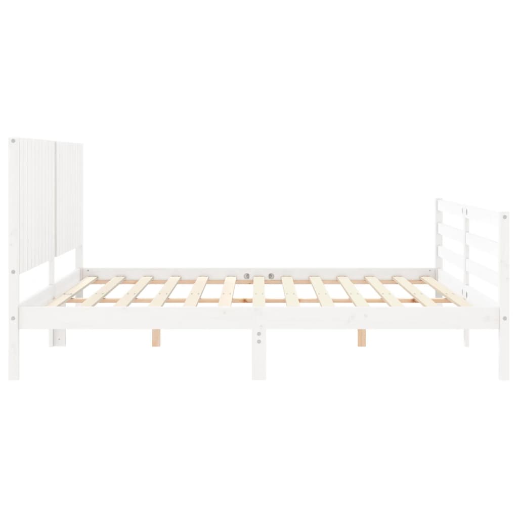 Cadre de lit sans matelas blanc 200x200 cm bois massif