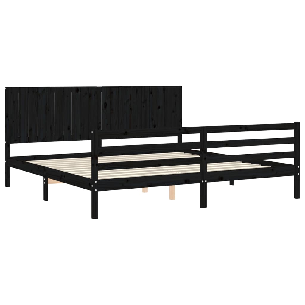 Cadre de lit sans matelas noir 200x200 cm bois massif