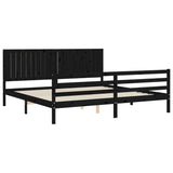 Cadre de lit sans matelas noir 200x200 cm bois massif