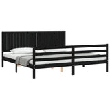 Cadre de lit sans matelas noir 200x200 cm bois massif