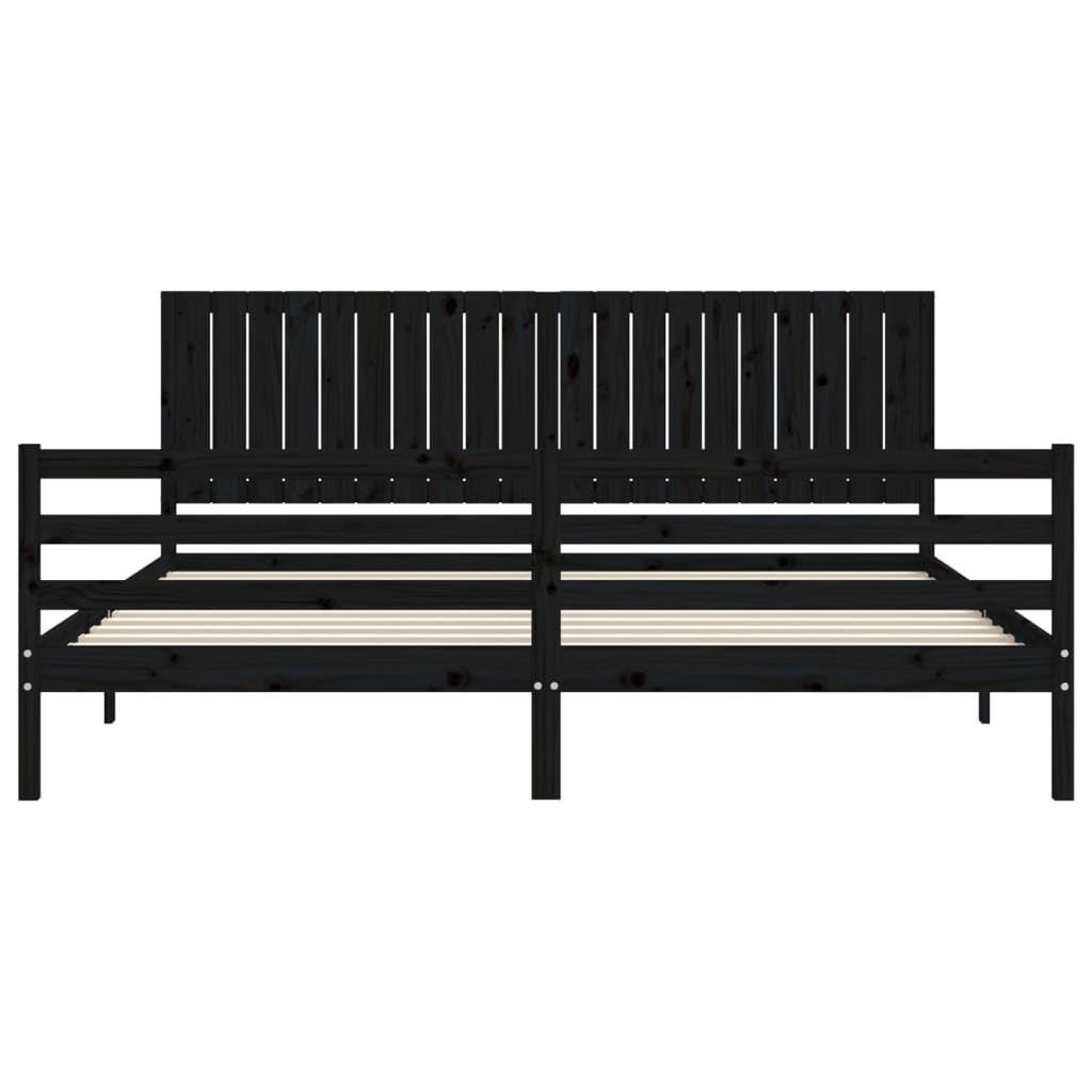 Cadre de lit sans matelas noir 200x200 cm bois massif