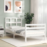 Cadre de lit sans matelas blanc bois massif