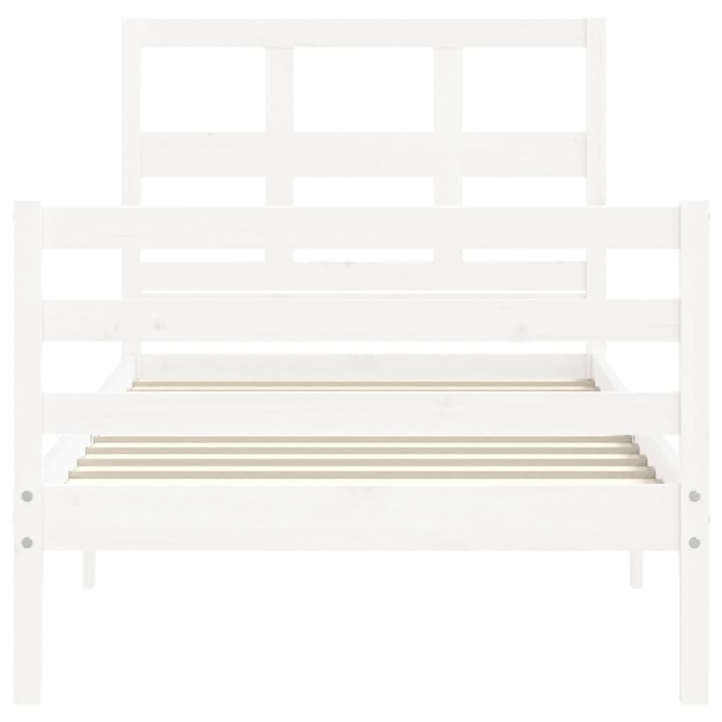 Cadre de lit sans matelas blanc bois massif