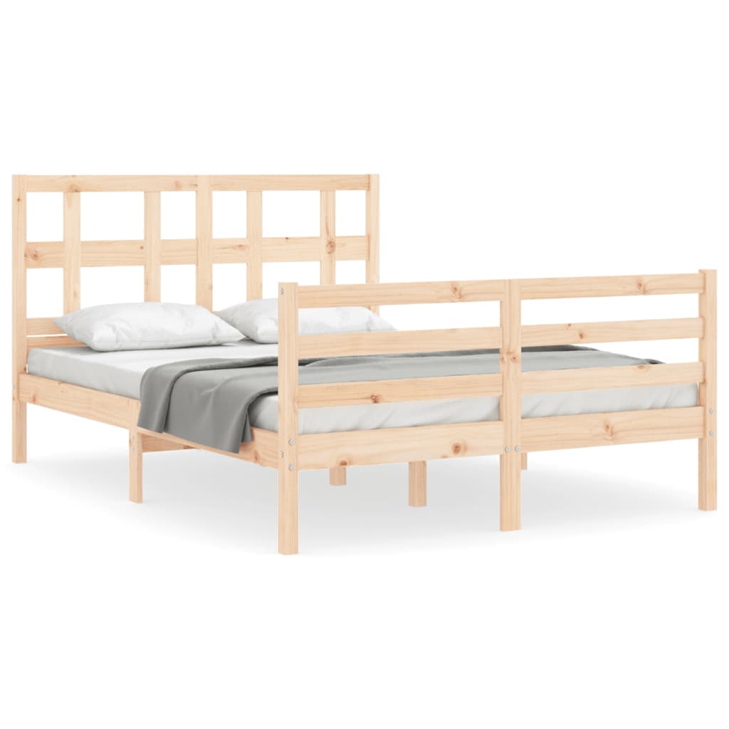 Solid wood bed frame without mattress